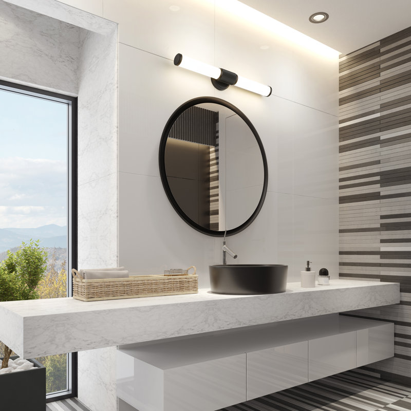 Meuble-lavabo 1 lumière Duluth, Noir mat