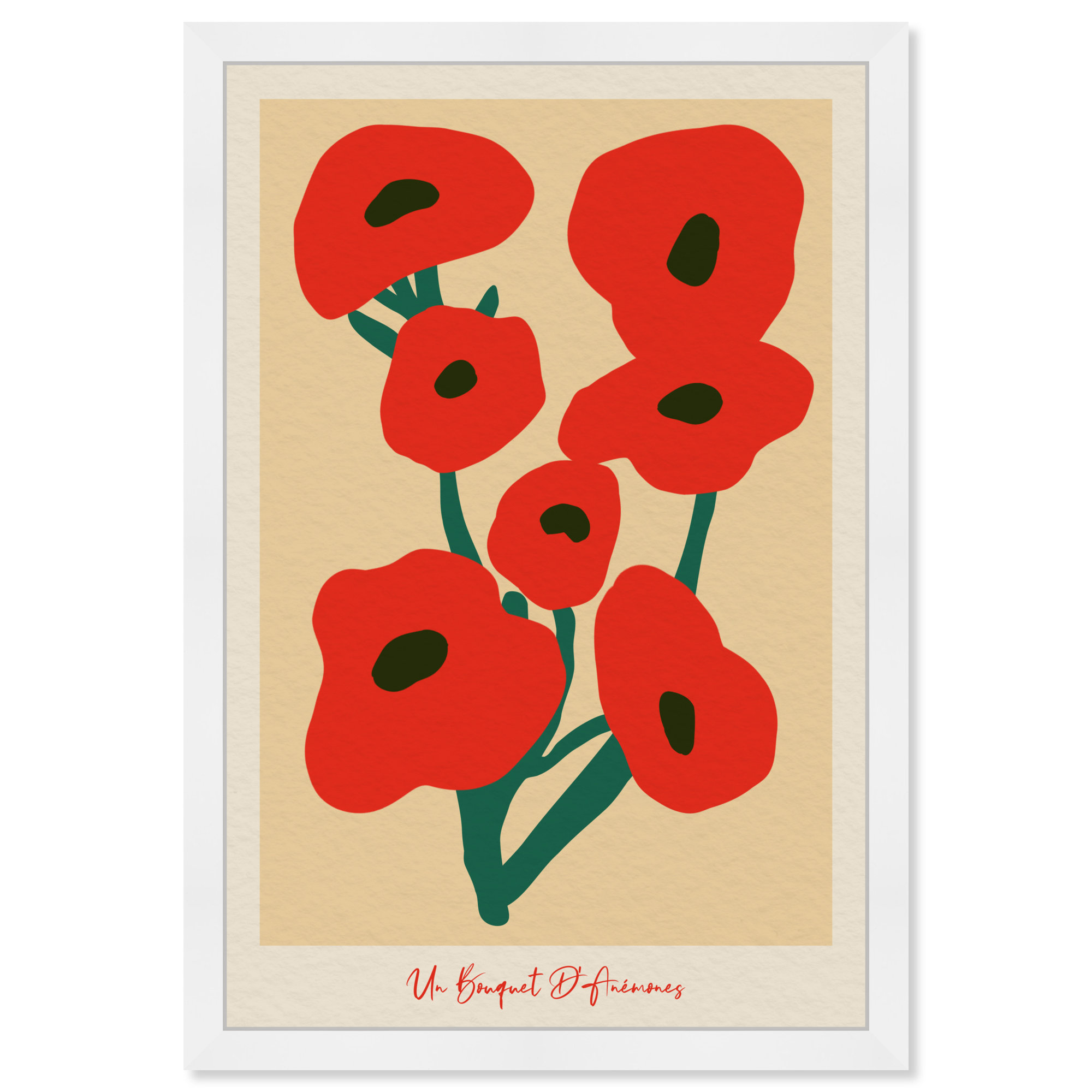 Modern Red Flower Bouquet by Oliver Gal, White, 32" H x 22" W