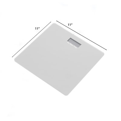 Square Digital Bathroom Scale - Max 330 Lbs. Capacity - White - 11"x 11"