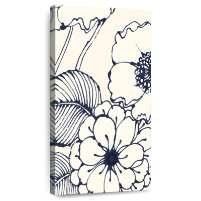 Navy Pen And Ink Flowers II