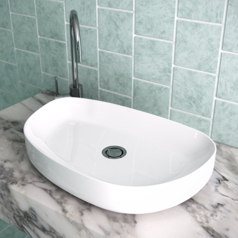 Ceramic Vessel Bathroom Sink, Gloss White