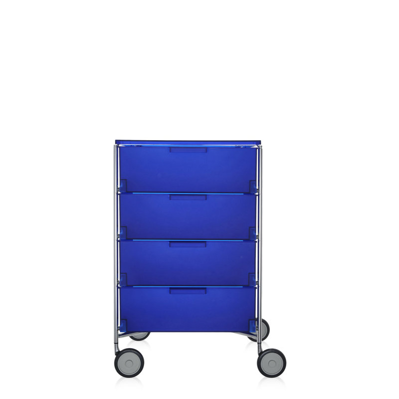 Mobil Drawer Storage, Translucent Cobalt, With Wheels, 6 Hi