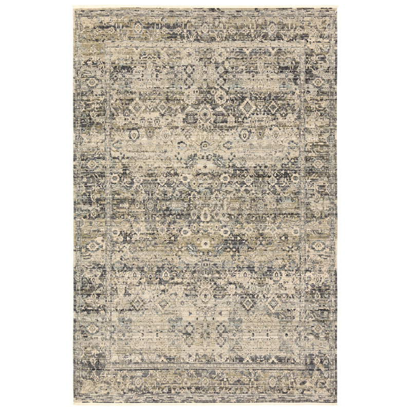 Grube Outdoor Oriental Blue Area Rug, Rectangle 2' x 3'