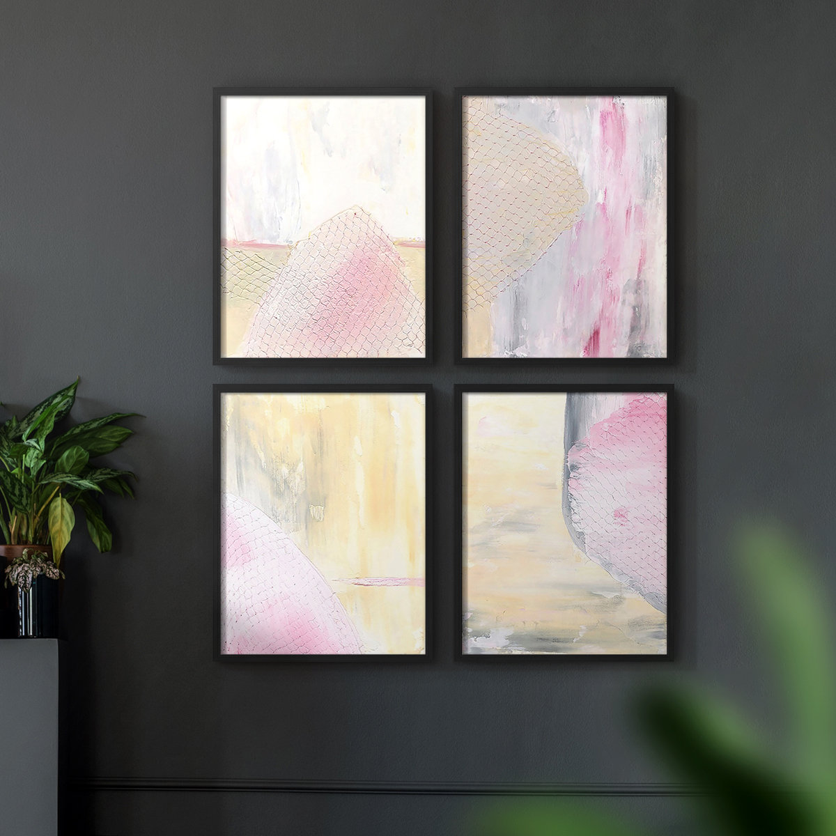 Wrought Studio™ Paper Slice II Framed Print - Set of 4 | Wayfair