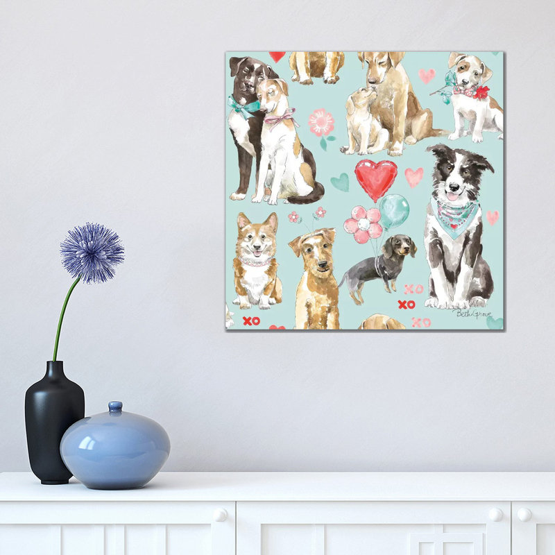 Paws Of Love Pattern IC by Beth Grove - Wrapped Canvas Print, 45.72 cm H x 45.72 cm W x 1.91 cm D