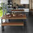 Nut-brown + Black Rectangular Solid Wood + Iron Dining Table-597952930