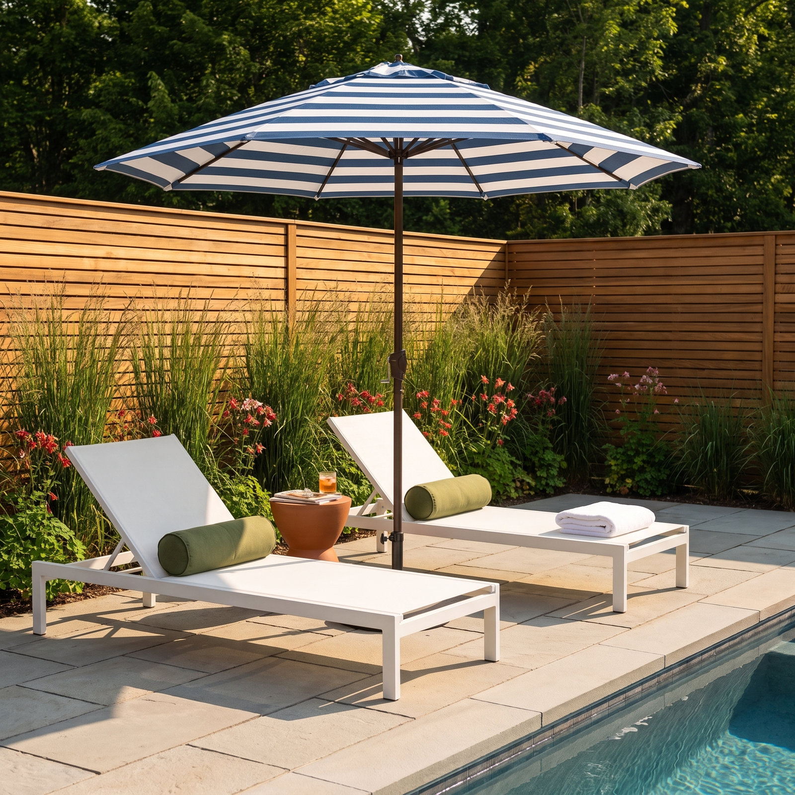 Mira 9' Sunbrella® Market Umbrella, Cabana Regatta Sunbrella®