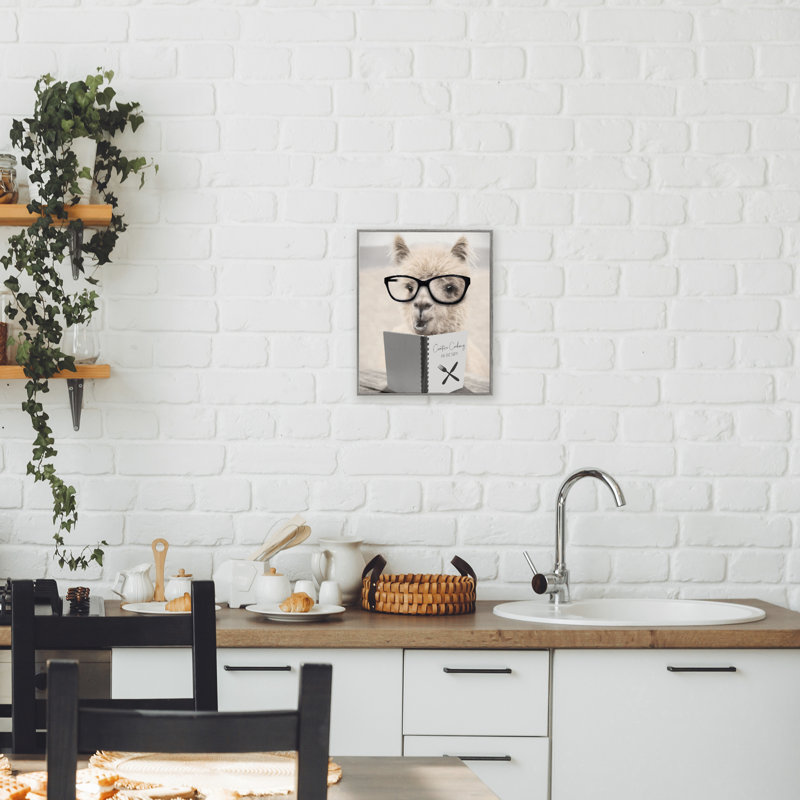 Cuisson de l'alpaga avec des lunettes, estampe numérique, design par Lori Deiter, Estampe numérique Farmhouse