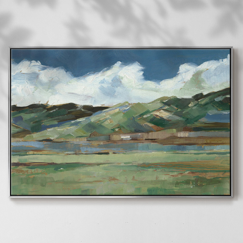 Western Sky I, H 27 po x l 41 po x P 2 po, Toile avec cadre argenté