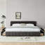 Lit tapissier, cadre de lit tapissier confortable, tissu chenille, avec tête de lit et cadre de lit solide, avec tiroir pour le rangement-766830709-766830714