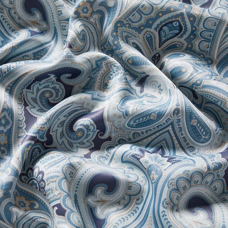 Annabel Paisley Room Darkening Thermal Grommet Curtain Panels Set for Living Room, Blue, 50" W x 63" L