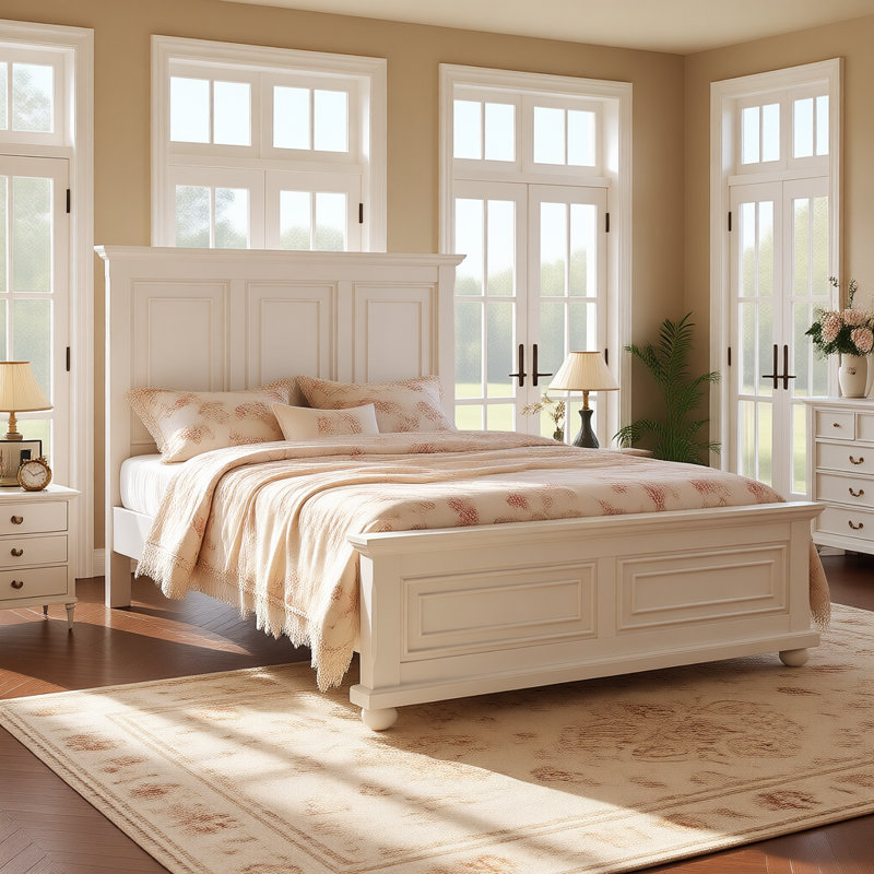 Traditional Pinewood Bed Frame with Decorative Headboard & Footboard, Vintage Town & Country Style, No Box Spring Needed