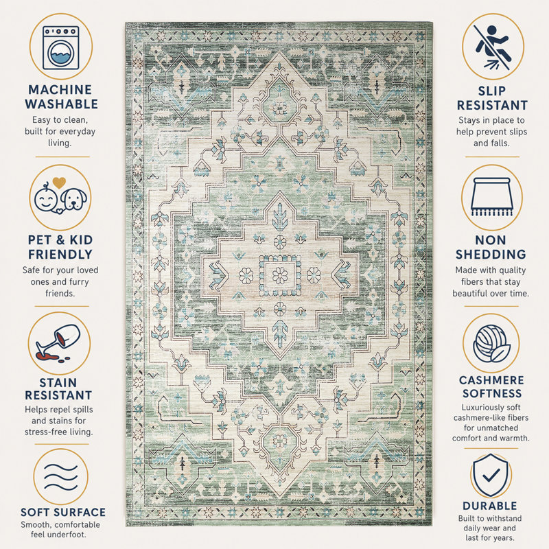 Asbell Vintage Look Shag Area Rug, Runner 60 x 220 cm