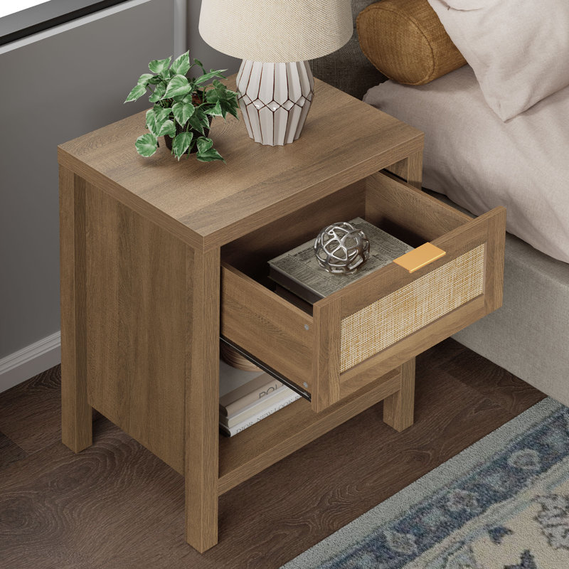 Beason 19.7'' W Particle Board / Chipboard Nightstand, Caramel Oak