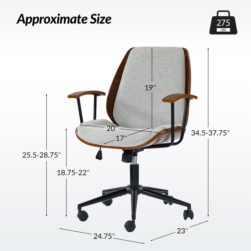 Chaise de bureau Oswina, Gris