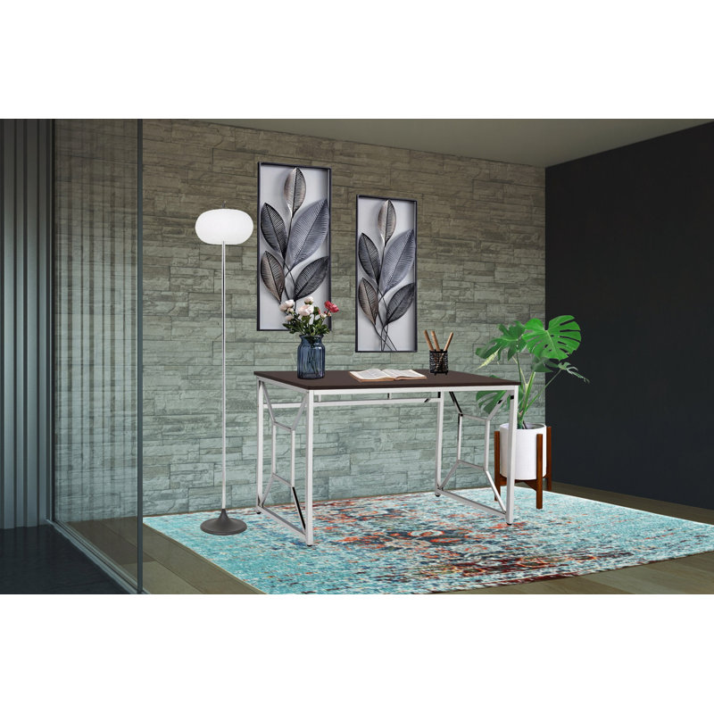 Office Workspace Desk MDF/Chrome In Brown