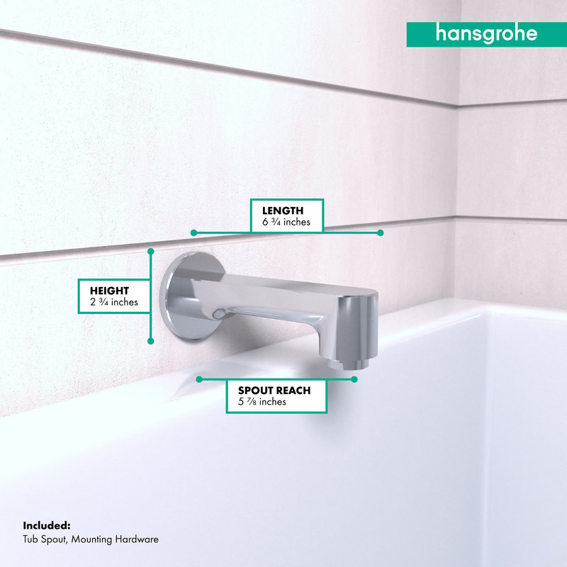 Garniture de robinet de baignoire murale Hansgrohe Metris S, Chrome