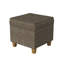 Repose-pieds carré avec rangement Pyp, tissu de vitre brun 18 pouces, pieds en bois