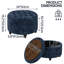 Pouf de rangement rond capitonné en chenille de 58 cm avec plateau en bois à couvercle rabattable-50703498-58202430