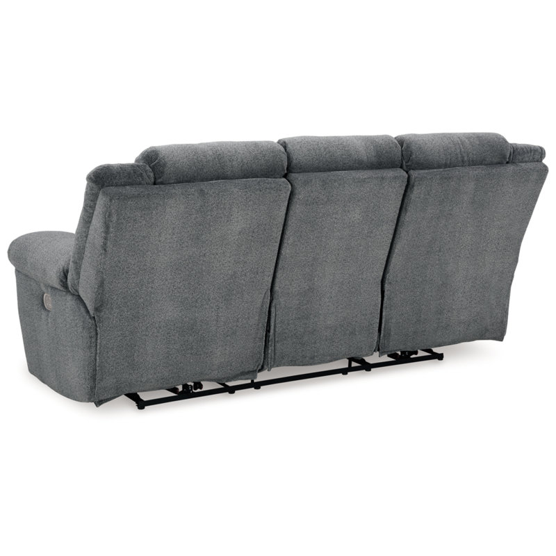 Slate Gray Fabric Power Reclining Sofa with Adjustable Headrest