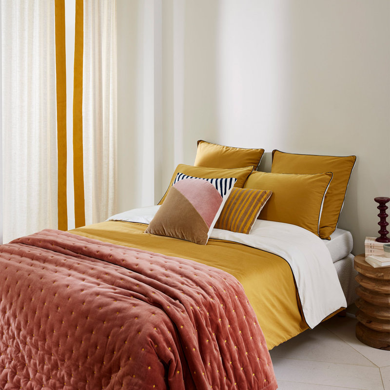 Cotton No Pattern Duvet Cover, Emperor, Natural/Yellow