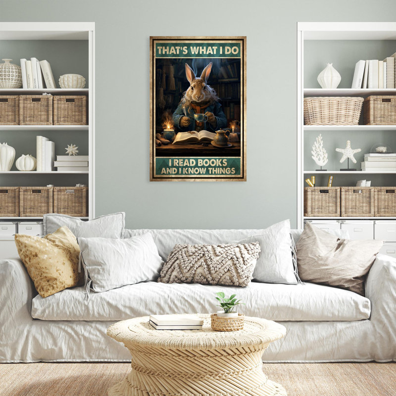 Marinka, lapin, je lis des livres, H 36 po x l 24 po x P 1,25 po