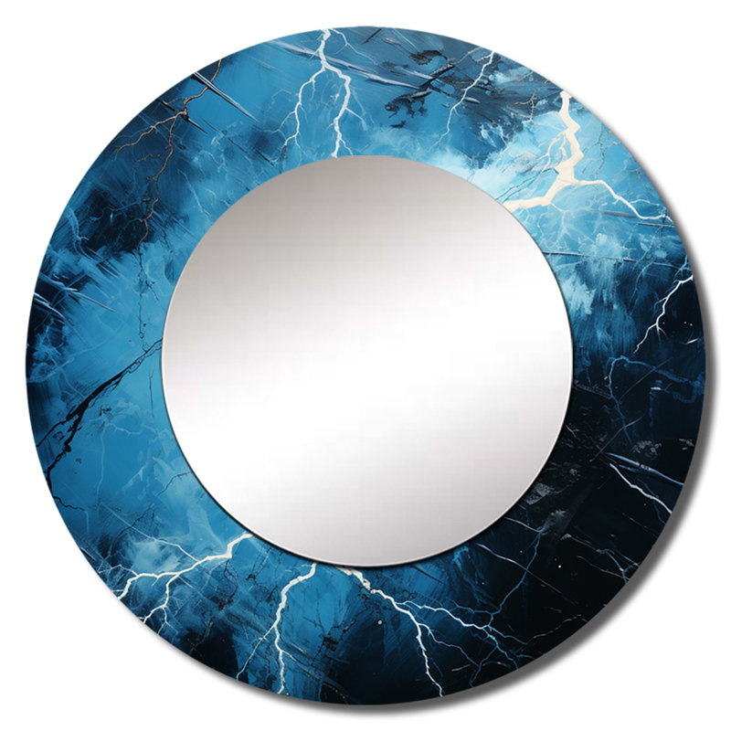 Tempête orageuse orageuse - miroir unique éclair, 36 po x 36 po, Rond