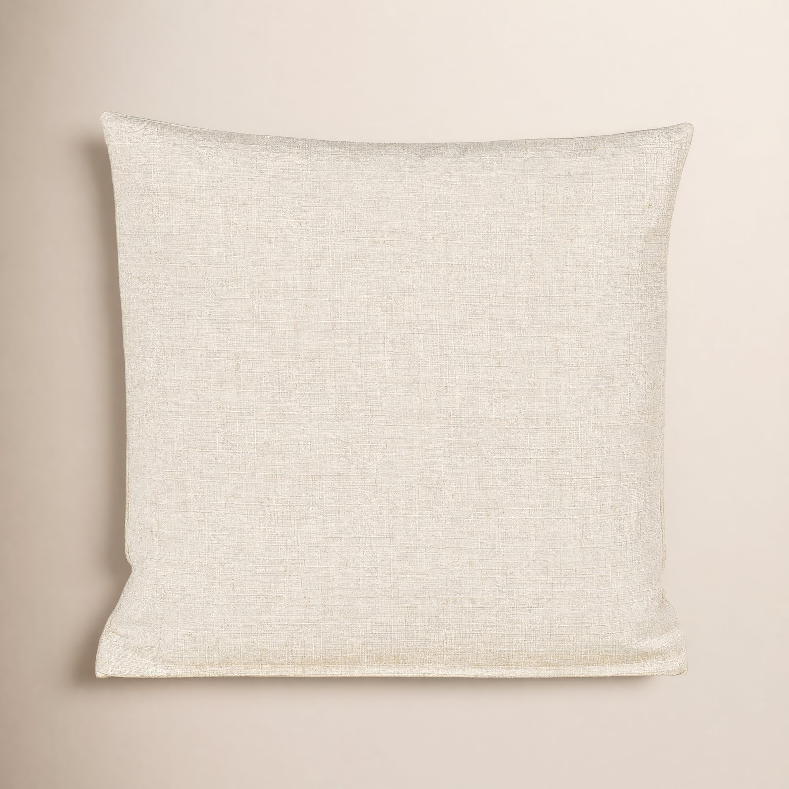 Indy Faux Linen Accent Pillow, Feather, Cream, Square 16"