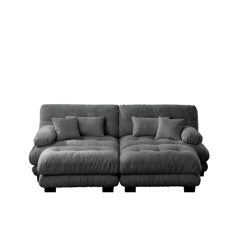 Canapé-lit de luxe en chenille gris pour le salon, Gris, H 35,4 po x l 94,4 po x P 36 po, 2