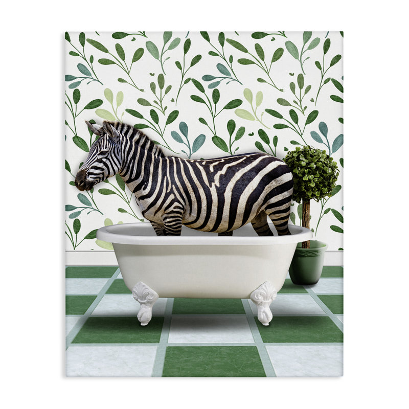 "Zebra in Green Bathroom", art mural par Marcus Prime, H 40 po x l 30 po