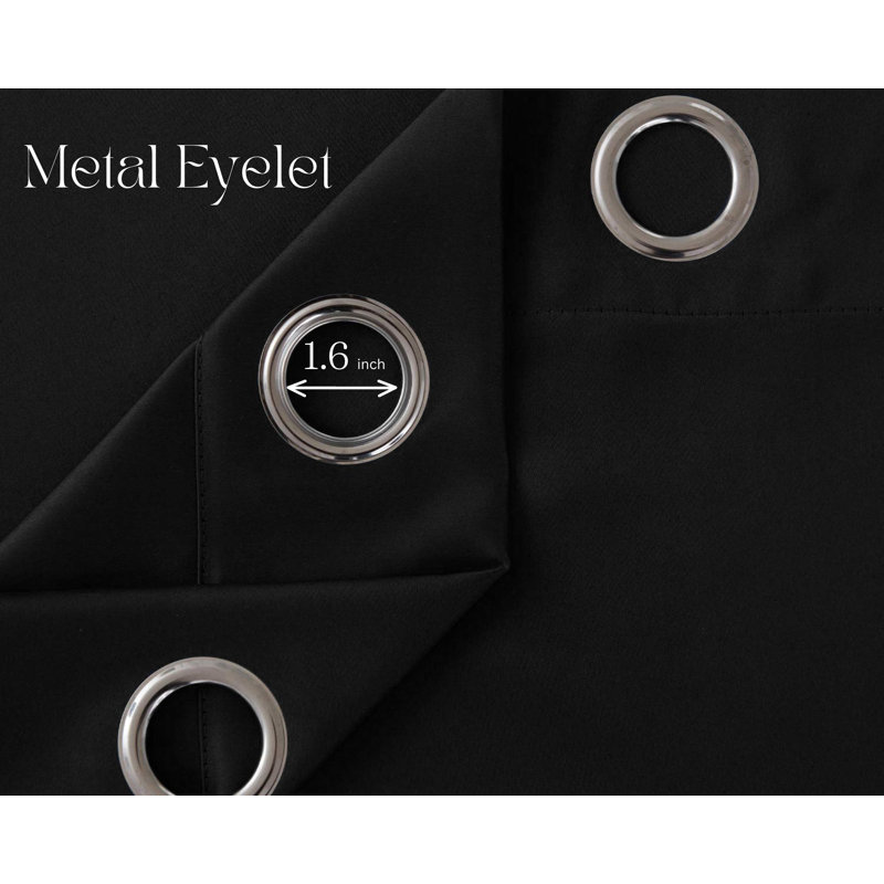 Jeffro Pair of Eyelet Blackout Curtain Panels, 167.64cm Width x 228.6cm Drop, Grey