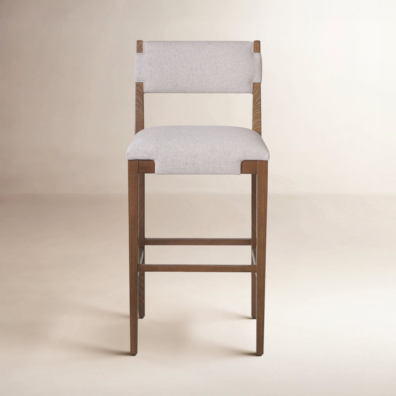 Tamari Stool-Sonoma Chestnut-Bar, Brown, Bar Stool (31.26" Seat Height), Cream Linen Blend