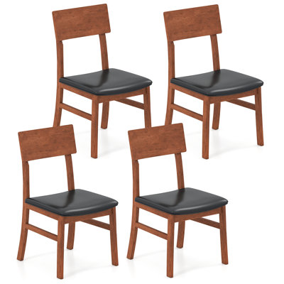 Dining Chairs Set of 2 with Rubber Wood Legs & Upholstered Seat Curved Backrest by Ebern Designs