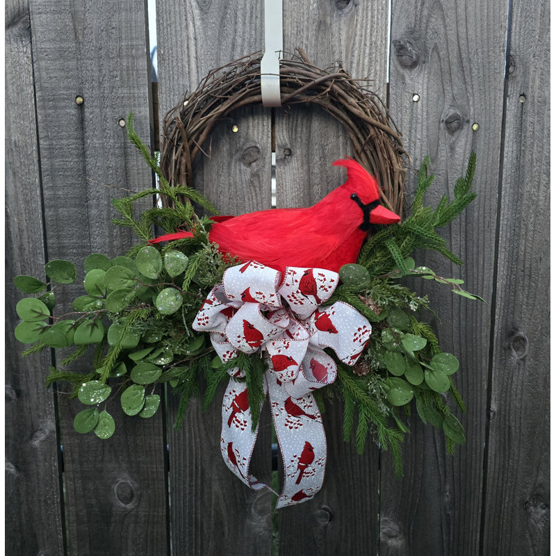 Cardinal And Greenery Wreath