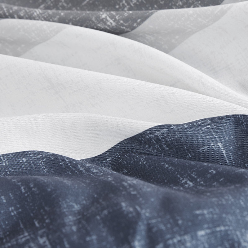 Édredon coordonné à rayures avec draps - gris, bleu marine, chambre décorative et imprimé