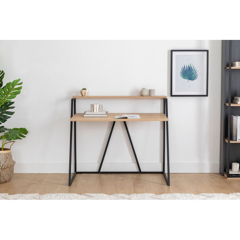 Sleek Study Desk with Metal Frame, Sapphire & Black Finish, 41.3 x 23.6 x 35.4 inches | 100% Melamine Coated Particle Board, Thickness: 0.7 inches | Modern Design for Home Office & Study Spaces, Sturdy & Stylish