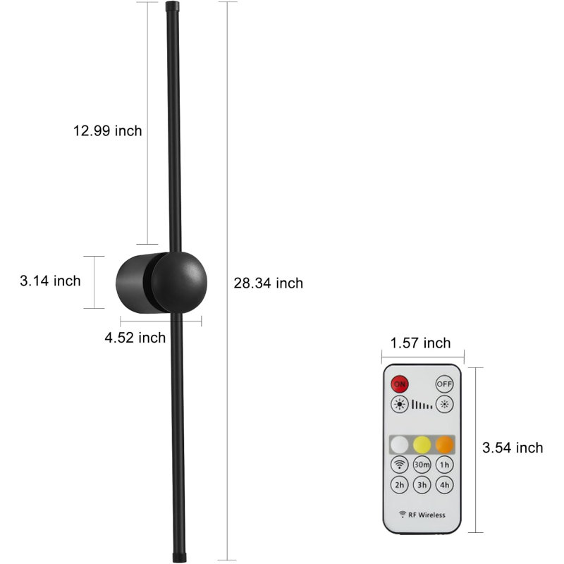 Rechargeable Battery Operated Wall Sconce Set Of Two, Wireless LED Wall Lights With Remote Control, 360° Rotation, Dimmable, Modern Cordless Wall Lamp For Living Room And Bedroom