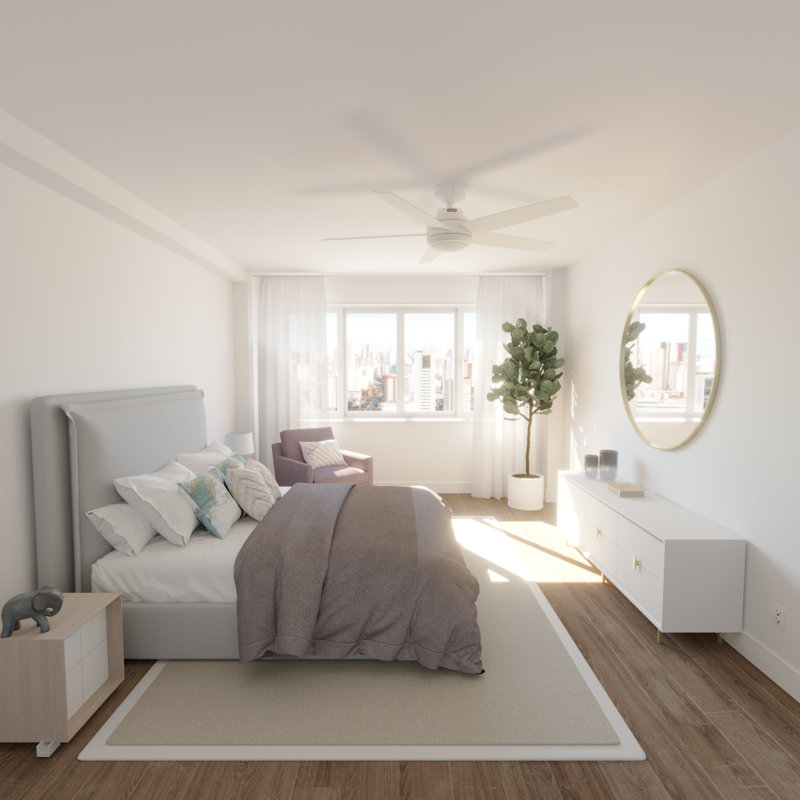 52" Fresh White Metal Ceiling Fan with LED Light and Remote