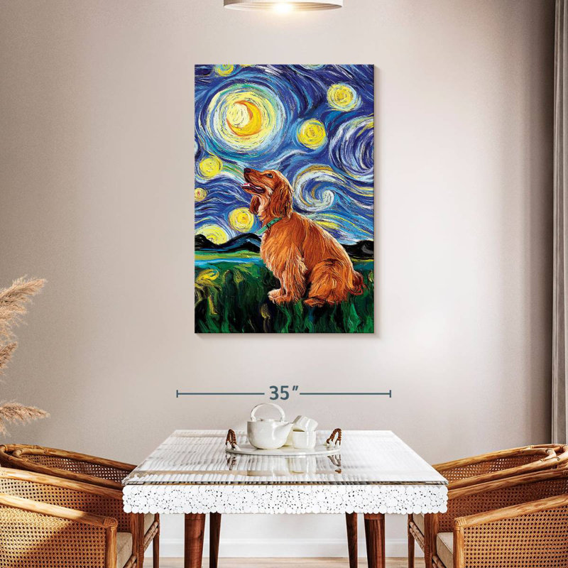 Cocker Spaniel Starry Night, 45" H x 30" W