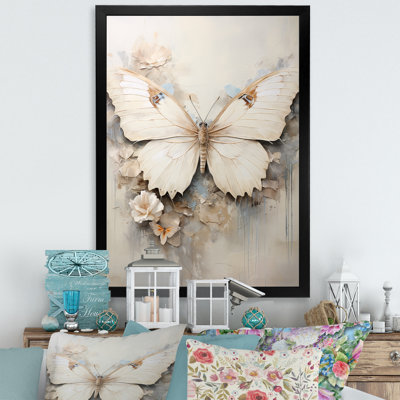 Minimalisme, papillon beige - art mural papillon