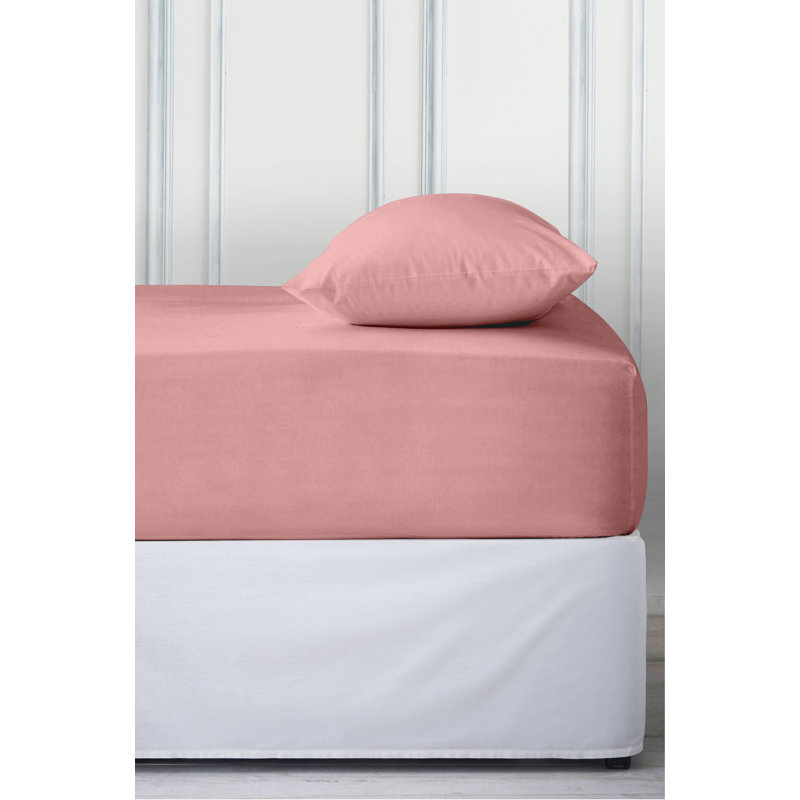Percale Fitted Sheet Polycotton Solid Colour Bed Sheet Single Double King Super King Machine Washable High Yarn Quality, Pink