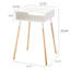 Yamazaki Home Tall Side Table With Storage Shelf, Rectangular Accent Bedside End Table, Steel + Wood-67082239