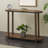 Chirillo Wood Oval Spindle 1 Shelf Brown Console Table with Beaded Edges
