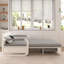 Avec poches latérales et rangement dissimulé, canapé-lit escamotable, tissu en lin de coton amovible, 2 coussins décoratifs, dossier confortable capitonné, gris-1013542416