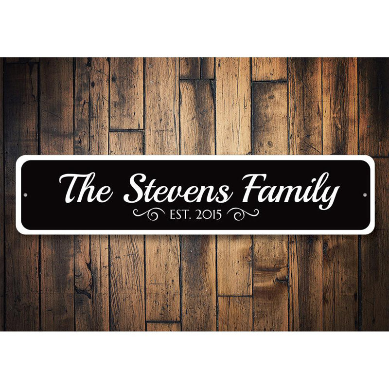 Family Est. Plaque en aluminium date personnalisée, H 4 po x l 18 po x P 0,04 po