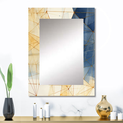 Minimalist Blue and Gold II - Modern Wall Mirror