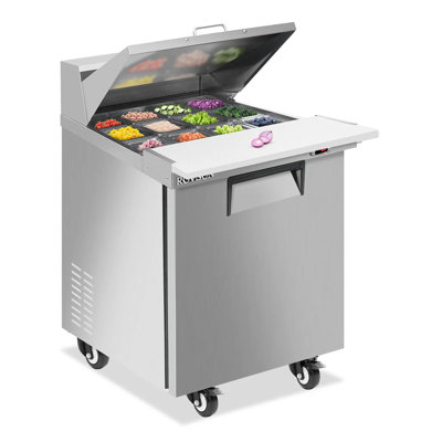 28" 7.1 Cu.Ft. 320W 115V Silver Refrigerated Salad Sandwich Prep Table