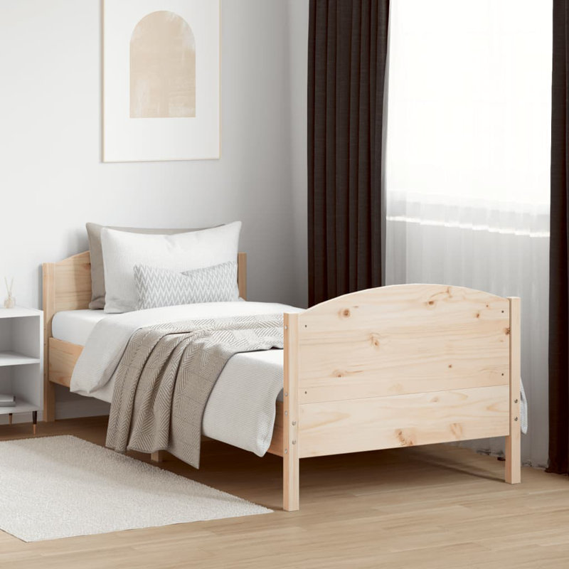 Andranae Solid Wood Bed, Brown, Small Single (2'6)