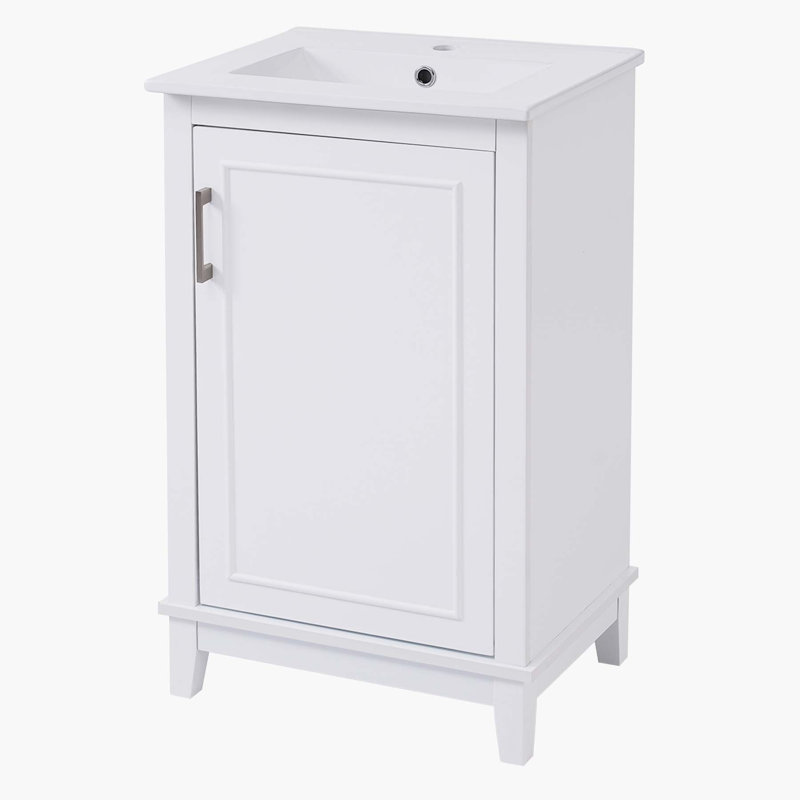 20'' Single Bathroom Vanity with Ceramic Top, White