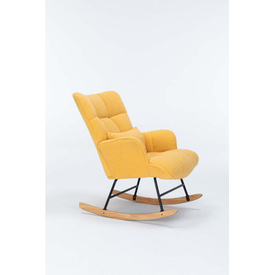 Rocking Chair Nursery,Teddy Upholstered Glider Rocker with High Backrest,Reading Chair Modern Rocking Accent Chairs Glider Recliner for Living Room,Nu by George Oliver